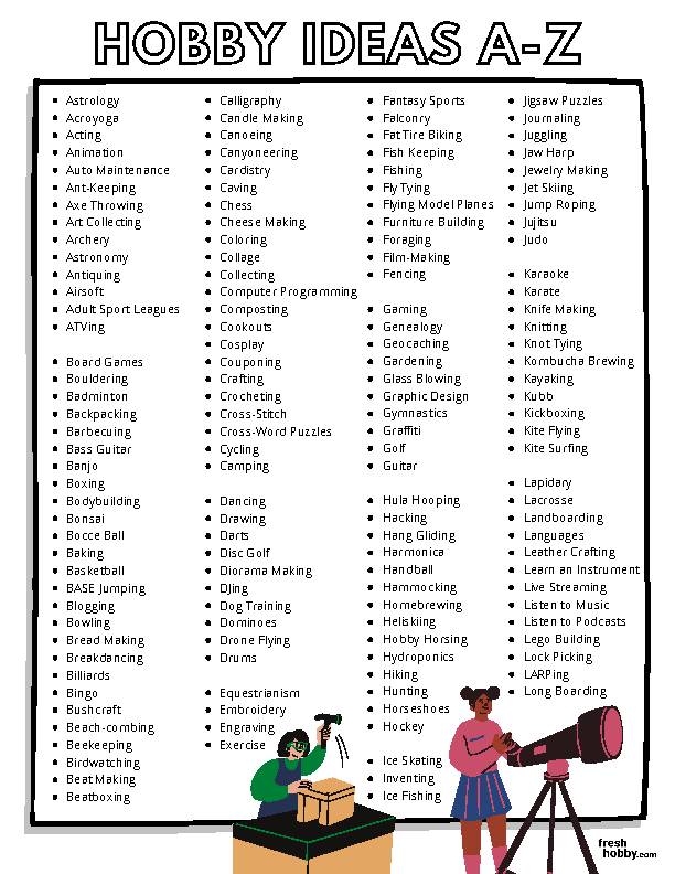 Huge List of Hobbies from A-Z (Popular Hobbies & Activities to Explore) -  Classful